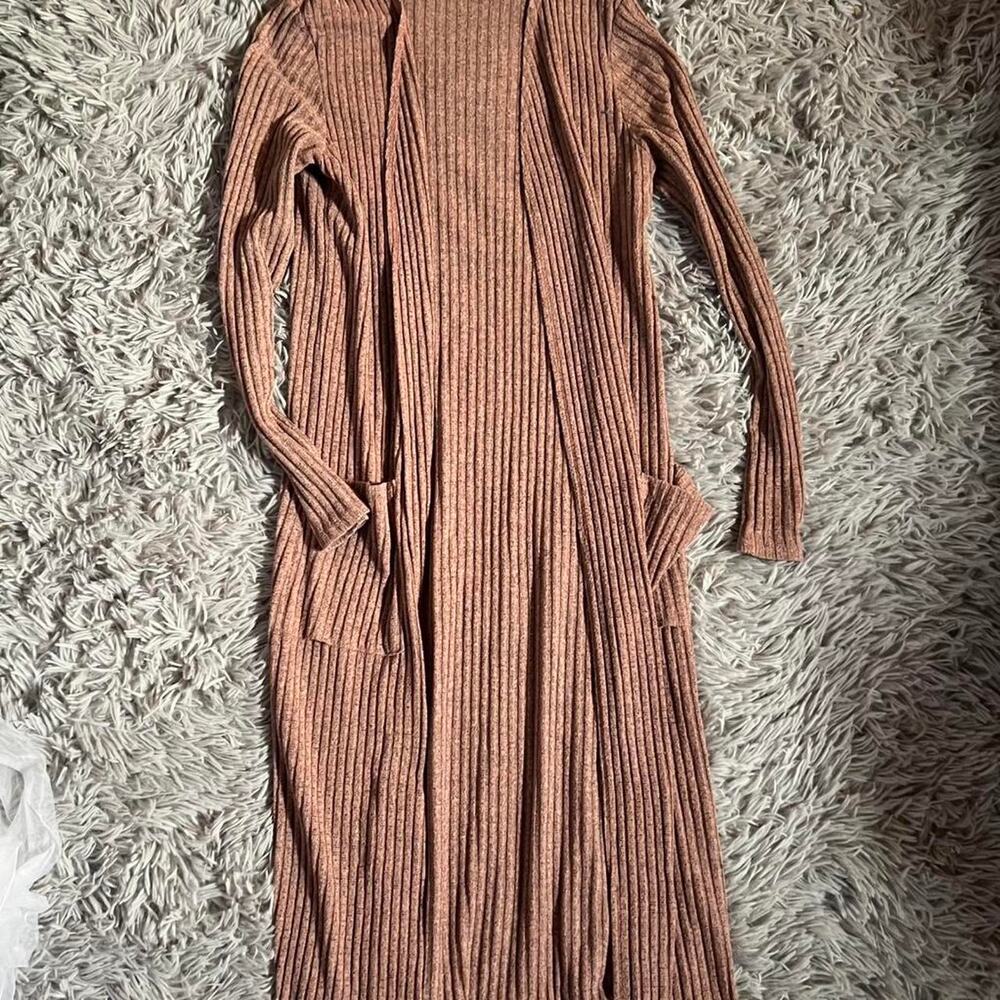 Earthy Pink Ribbed‎ Minimalist Coquette Bohemian Lagenlook Twee Indie Cardigan